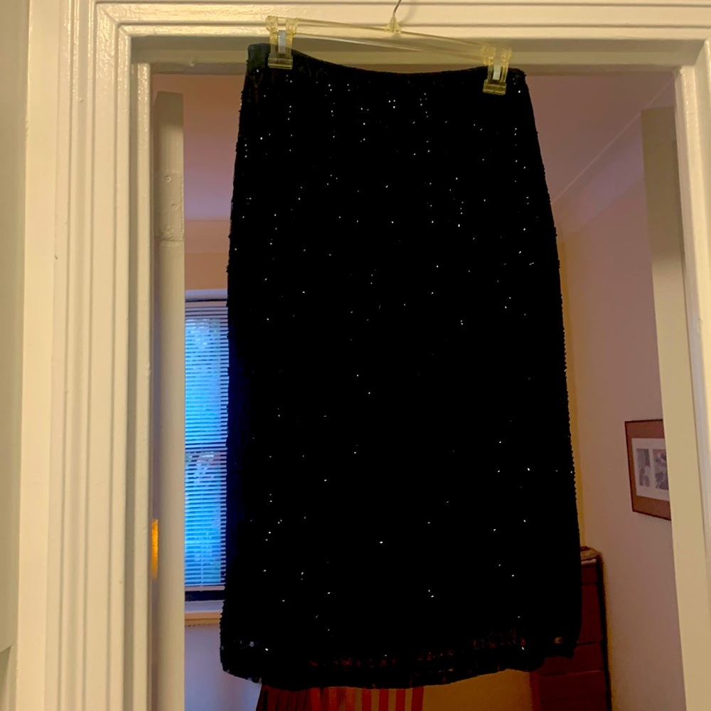 A.B.S Allen Schwartz beaded skirt.  Slit, left side. Back zipper.